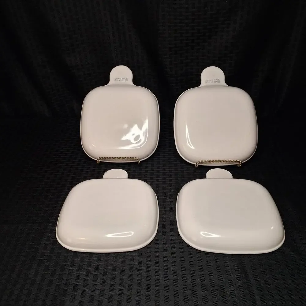 Lot of 4 Corning Ware GRAB-IT Plate Sandwich Lunch Snack Set P-185-B Square